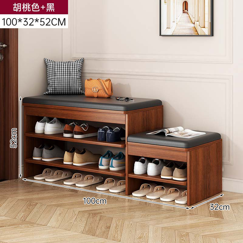 Taburete de cambio de zapatos en la puerta del armario de zapatos doméstico, asiento de asiento integrado, cojín de paquete blando, estante de zapatos, sala de estar, puerta de entrada para usar taburetes de zapatos