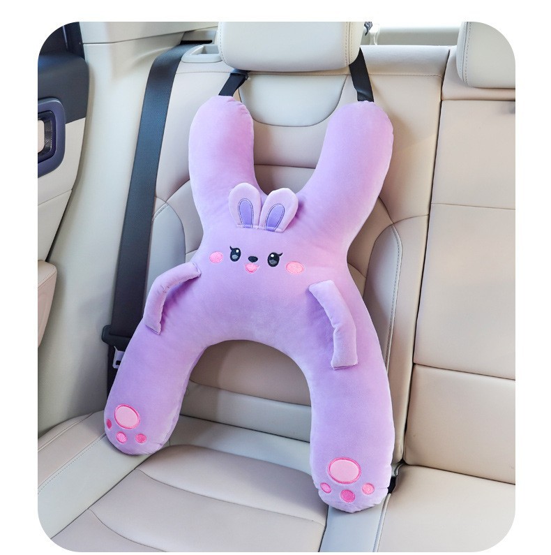 Car pillow for children, a cute neck-supporting sleeping pillow for long-distance car rides in the back seat