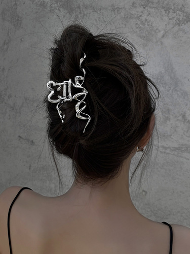 Original liquid line metal hair clip for women, large size shark clip, back hairpin updo, irregular claw clip, fashion hair accessory