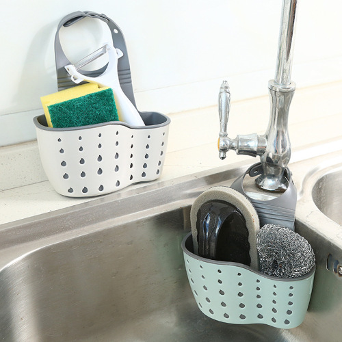 Kitchen double-layer sink hanging bag sponge steel ball storage hanging basket sink drain hanging basket faucet pool hanging bag