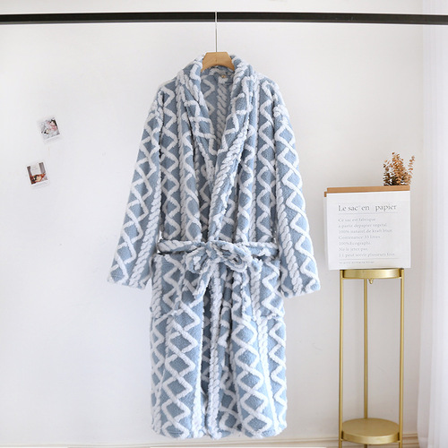Couple's Flannel Robe for Autumn/Winter, Thick and Warm, Unisex Bath Robe, Plus Size Pajamas, Simple Home Wear, New Arrival