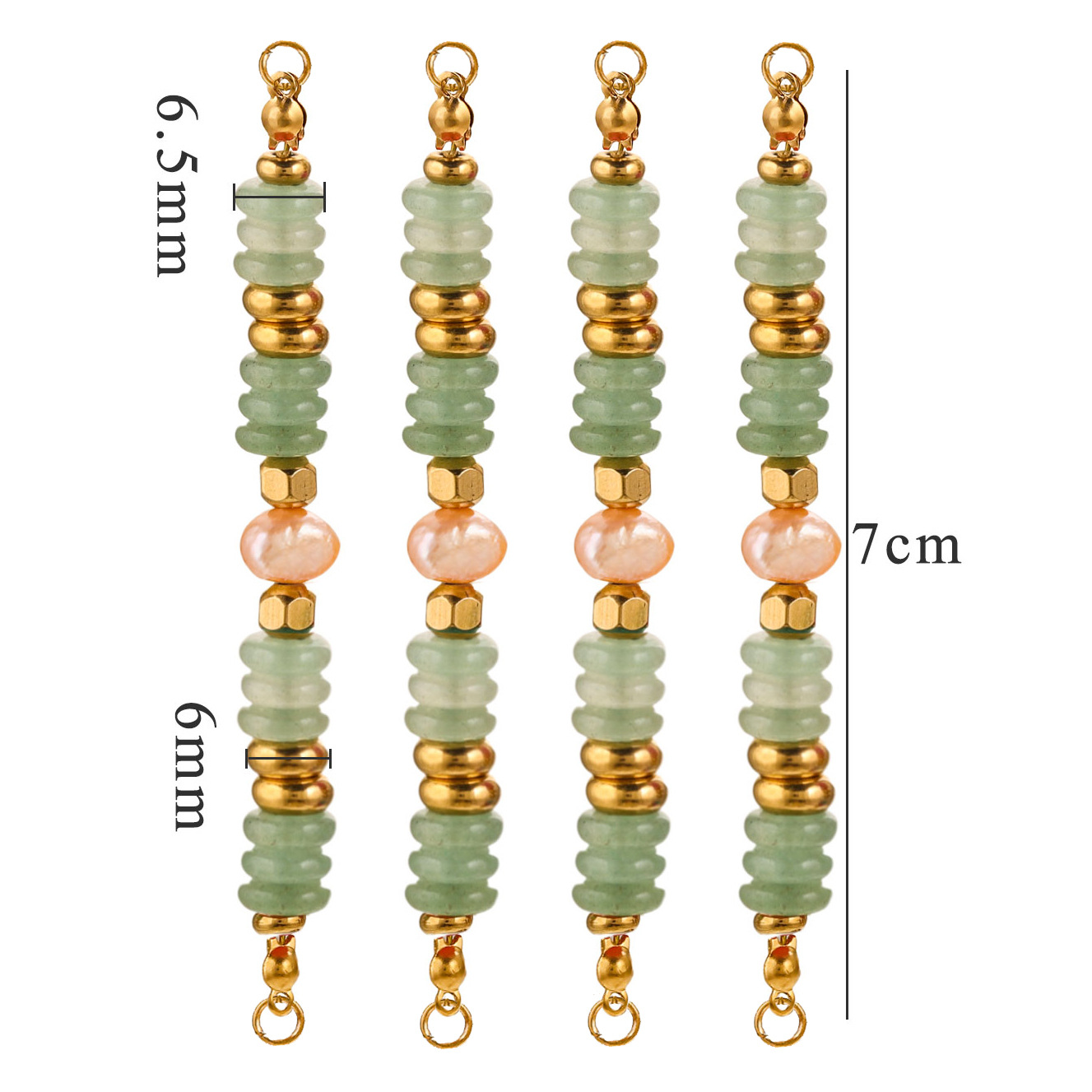 Perlas de piedra natural con cuentas de bricolaje de acero inoxidable, joyería al por mayor de color retro de nicho europeo y americano, colgante de doble orificio