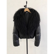 韩系冬季新款羽绒服女高级感短款滩羊毛大毛领高端白鸭绒羽绒服女