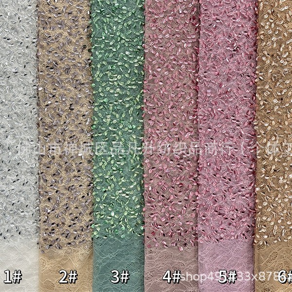 Tejido de sequinilla tejido de bordado pesado tejido de cordón de encaje de verano vestido de noche alta tela de moda image 5