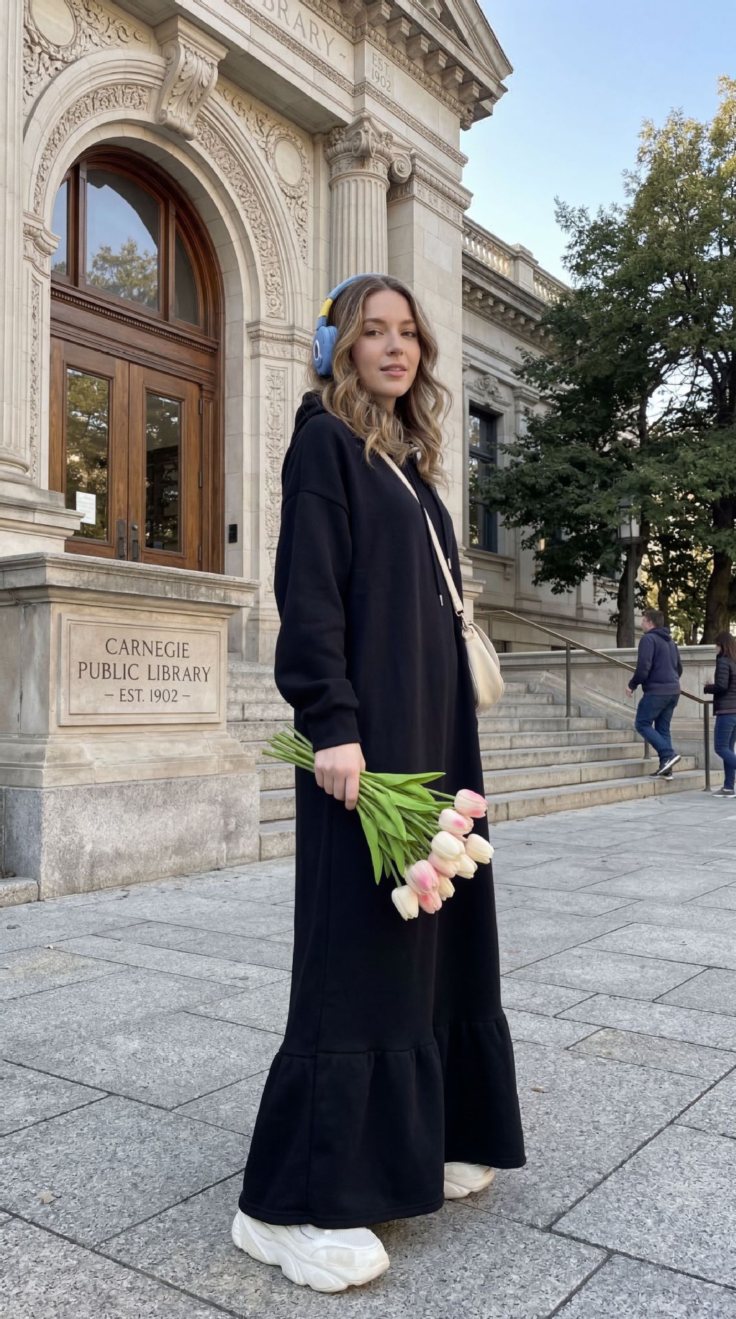 Women's Long Knitted Hoodie Dress - Slim Fit Tunic For Fall Winter, Casual Stretch Maxi Dress With Front Pockets_ecoleips.com
