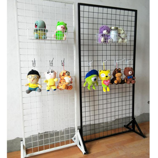 Vertical Wrought Iron Mesh Rack Floor-Standing Mobile Mesh Kindergarten Work Display Rack Jewelry Exhibition Wire Mesh Wang Tao Yi