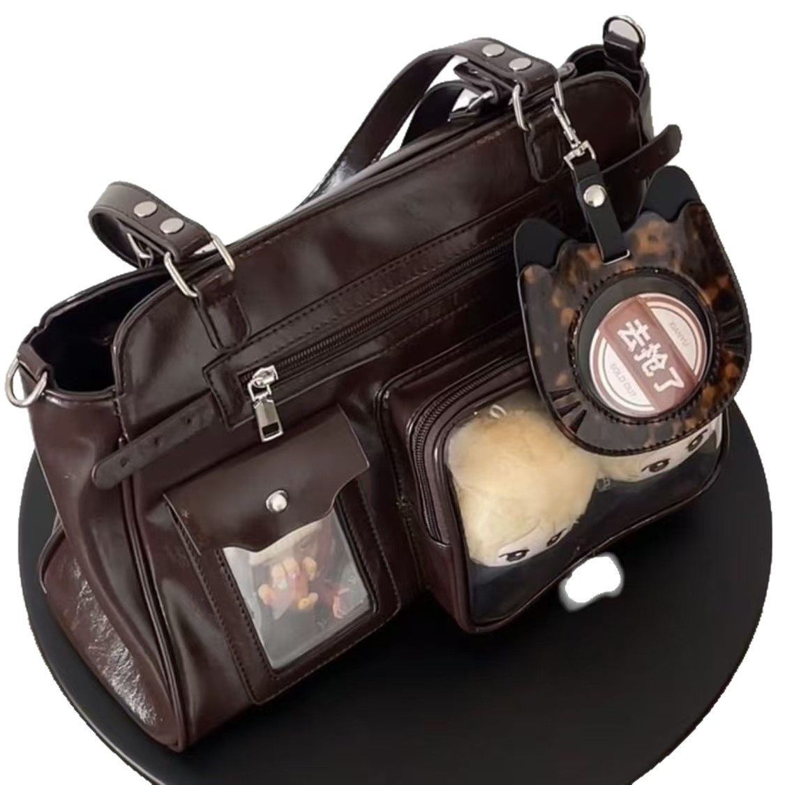 Retro Brown Techwear Multi-Pocket Bag, Sweet Cool Large Capacity Niche Shoulder Crossbody Bag, Japanese Style Versatile Girl's Bag - Thumbnail 5