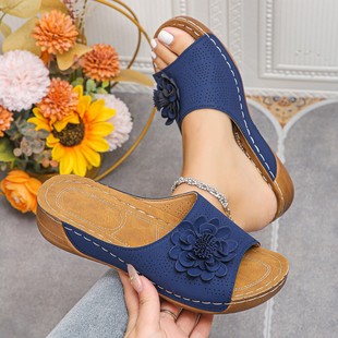 Cross-border New plus size Women's Shoes Spring and Summer 2025 New Amazon Cross-border One Flower Open Toe Slippers European and American Sandals