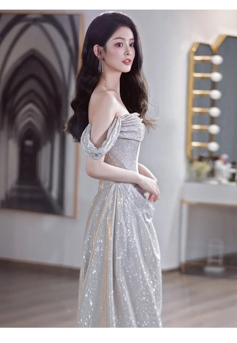 Elegant Off The Shoulder Evening Gown High-End Banquet Dress Style Super Fairy Like Luxurious Fishtail Toast Dress For Women_ecoleips.com