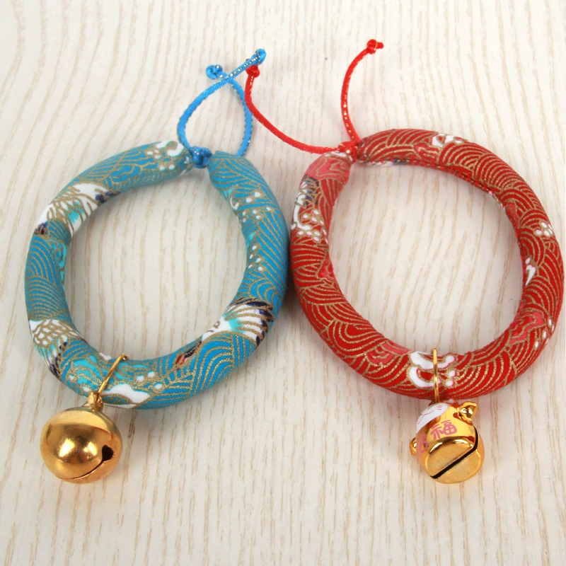 Японский стиль ручной работы домашние кошки колокольчики собаки домашние животные ошейники ожерелье аксессуары малые и средние регулируемые