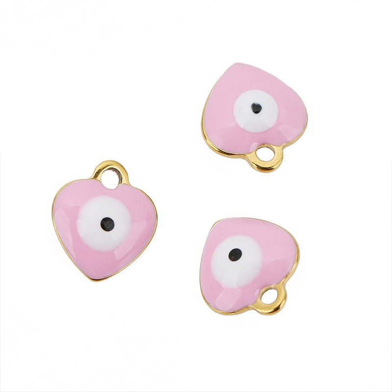 20 PCS/Package Quantity 20 PCS/Package 8*10mm Hole 1~1.9mm 304 Stainless Steel Heart Shape Eye Pendant