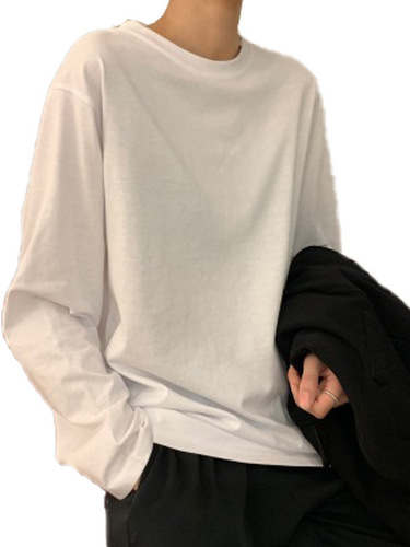 White Base Shirt for Women, Spring and Autumn 2025 New Korean Version Women's Fashion Layering Plain Color Student Long Sleeve T-Shirt for Women Trendy