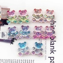 切面亮片渐变色小熊饰品树脂配件diy饰品配件项链手机壳奶油胶