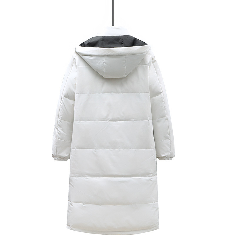 冬季羽绒服男长款加厚保暖白鸭绒羽绒服阿迪同款三条杠二开大衣