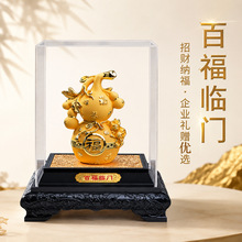 爆款热卖 绒沙金百福临门金葫芦摆件 创意中式直播爆款产品