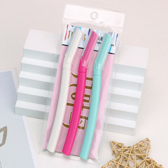 Internet celebrity set of 3 straight-handled eyebrow trimmers, sharp razors in bags, eyebrow razors, long-lasting stainless steel beauty tools