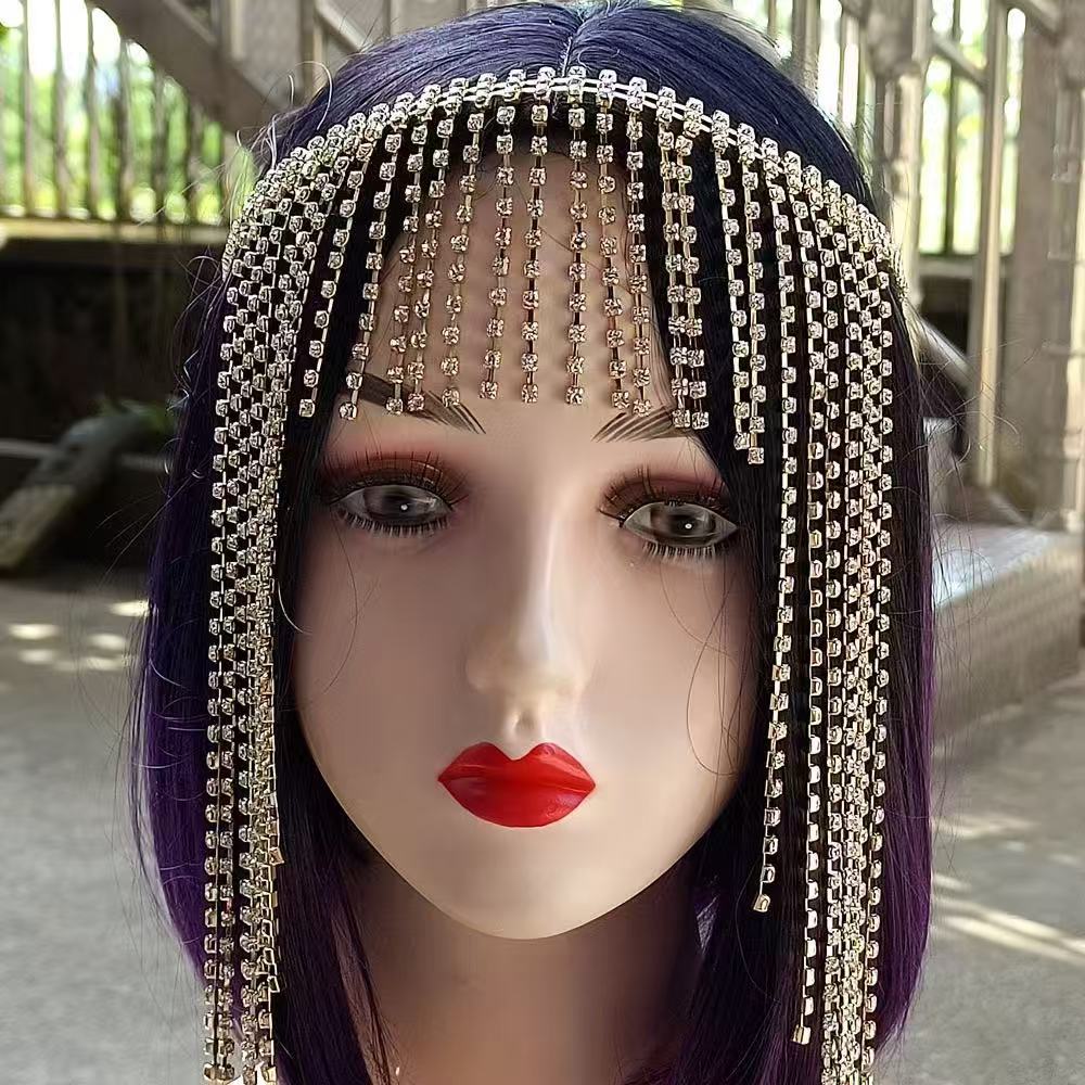 European and American Hot Selling Rhinestone Long Tassel Headwear Fashion Distinctive Hair Band Bride Wedding Hair Band Hair Accessories hair hoop