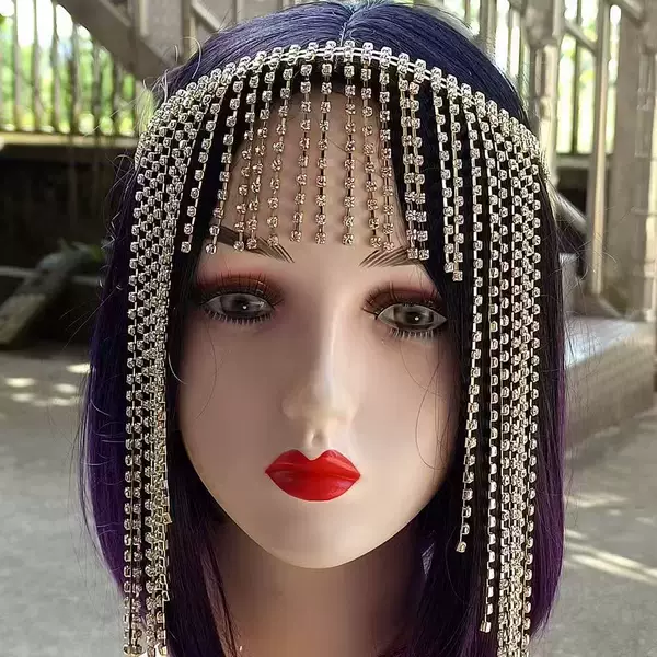 European and American Hot Selling Rhinestone Long Tassel Headwear Fashion Distinctive Hair Band Bride Wedding Hair Band Hair Accessories hair hoop