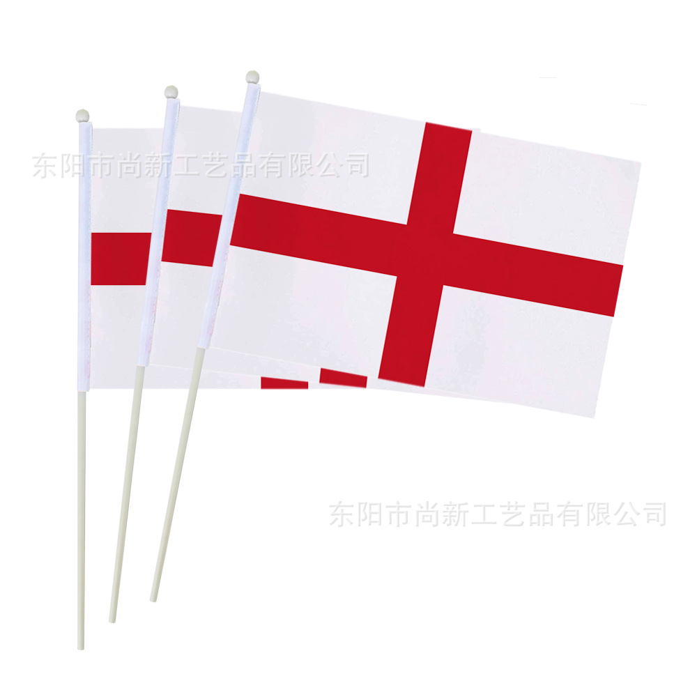 20 × 28cm Bandera del mundo con bandera de mano con barra de bandera de poliéster impresa en pantalla