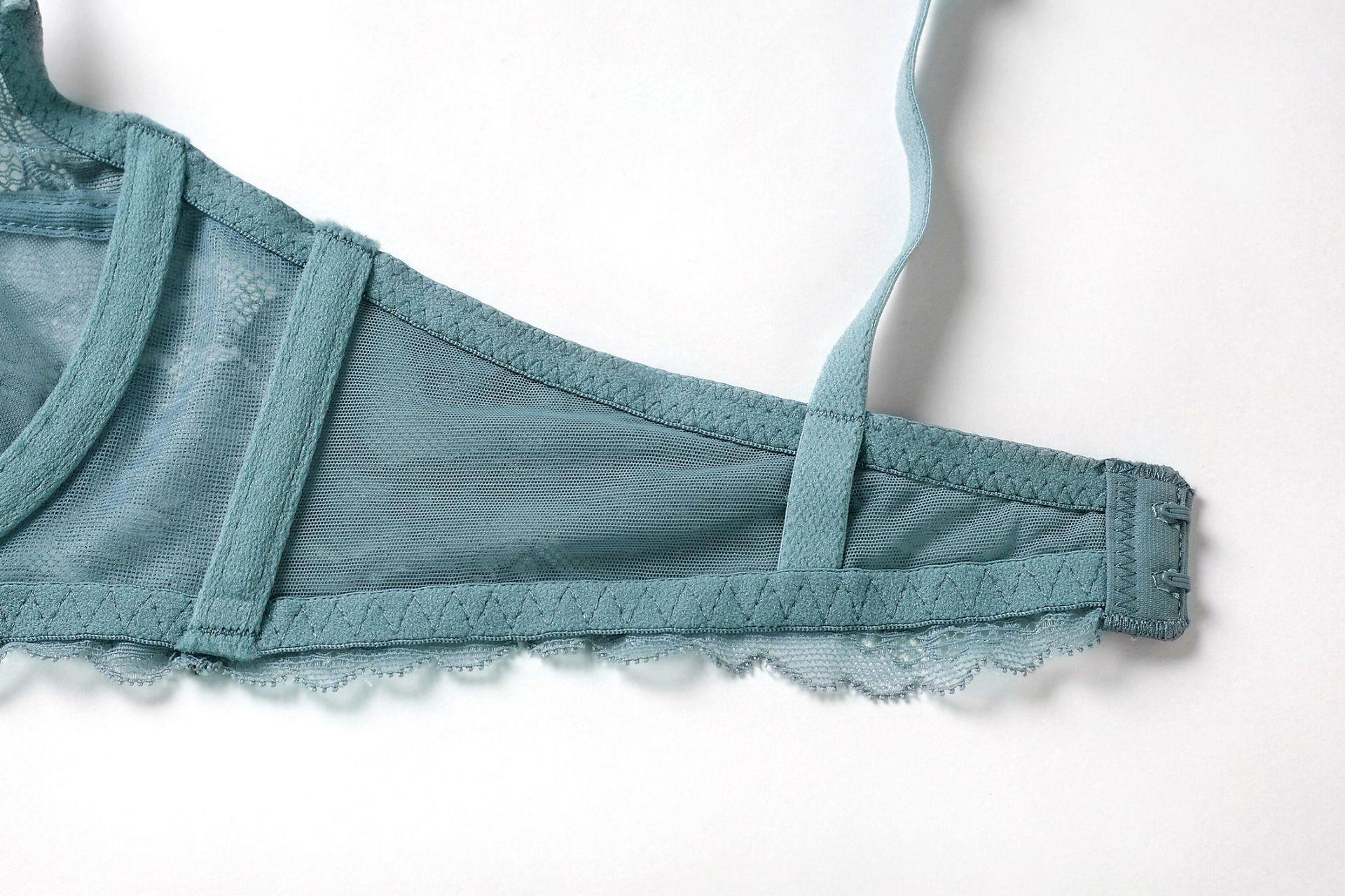Girls' chest underwear, women's thin steel ring bra, sexy lace, French style large chest, small bra set_voghion.com