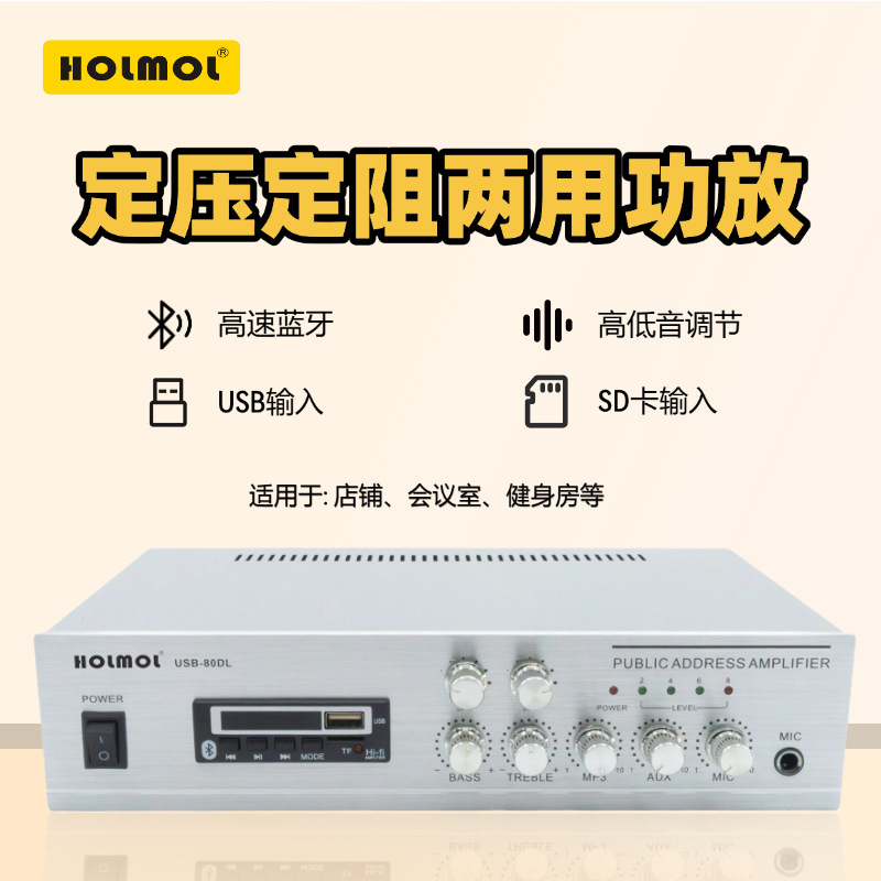Amplifier Public Broadcasting System Background Music Home Small Constant Voltage and Resistance Dual-Purpose Amplifier for Shops