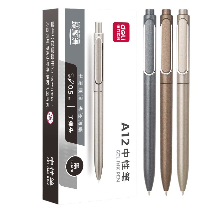 델리 스테셔너리 A12 스무스 0.5MM 탄두 젤펜 사무용품 학생용품 헤비 필 스테셔너리 도매