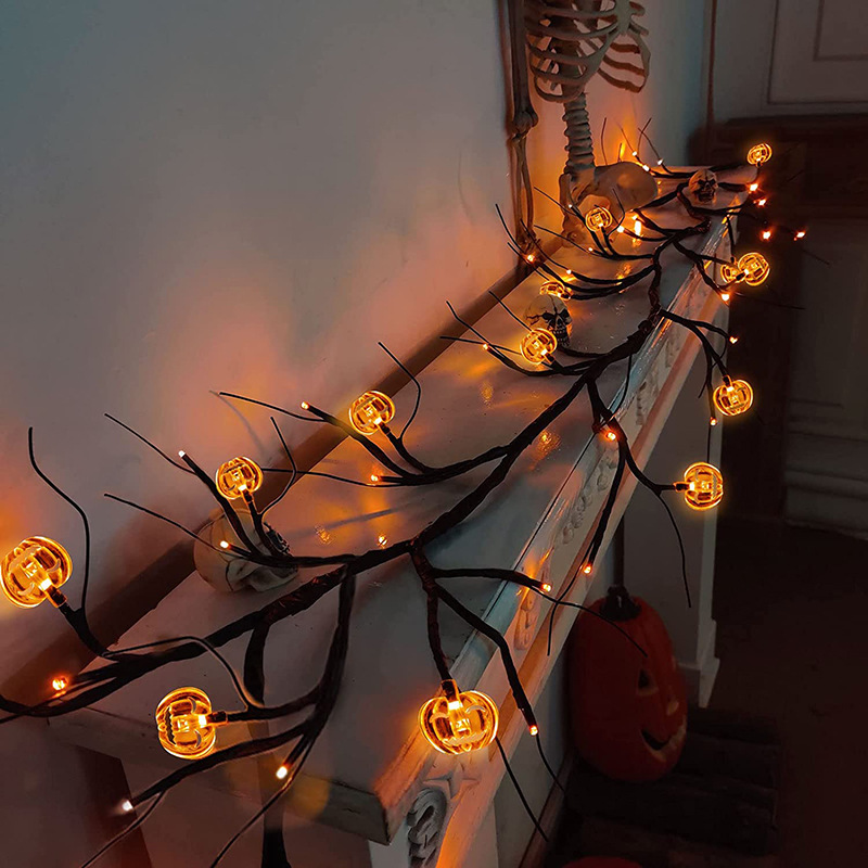 Lámpara de modelado de bate araña fantasma Festival Lámpara decorativa lámpara de ratán de Halloween lámpara de árbol de simulación LED luz de la secuencia