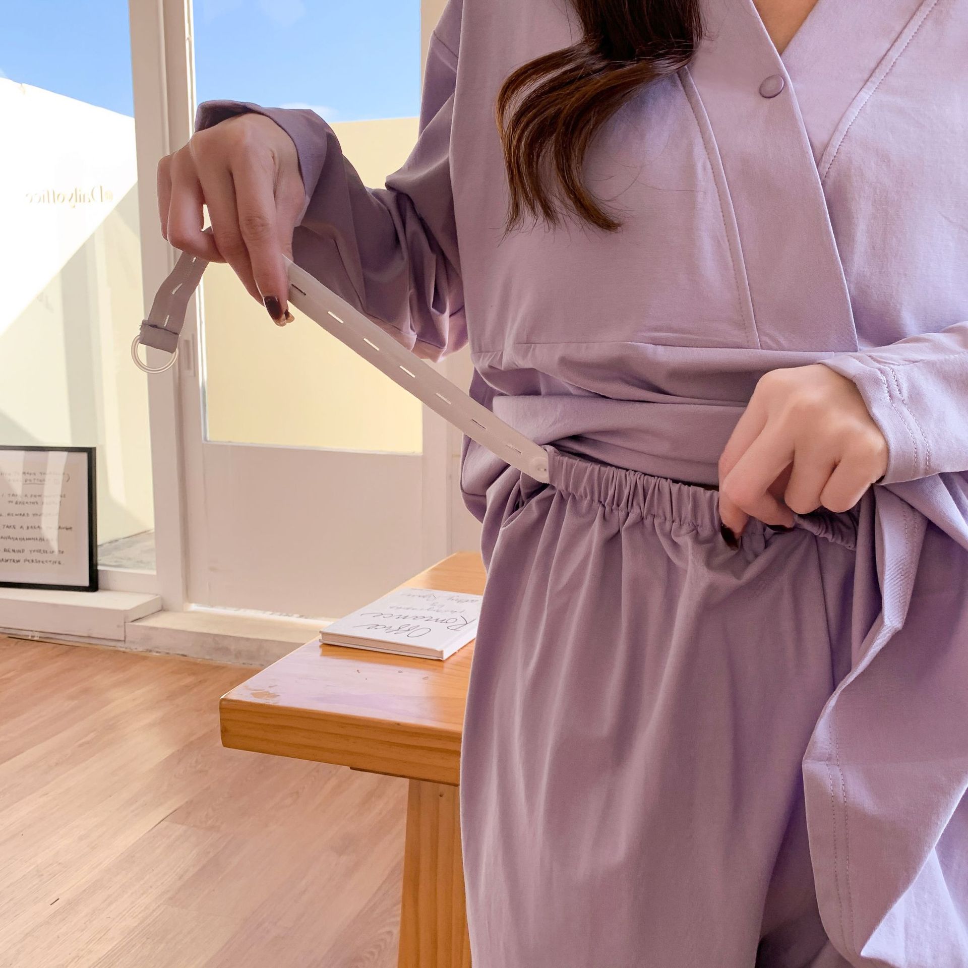 감금 옷 봄과 가을 순면 긴팔 산후 모유 수유 잠옷 여성 유방 패드 산모 모유 수유 가정 의류 여름