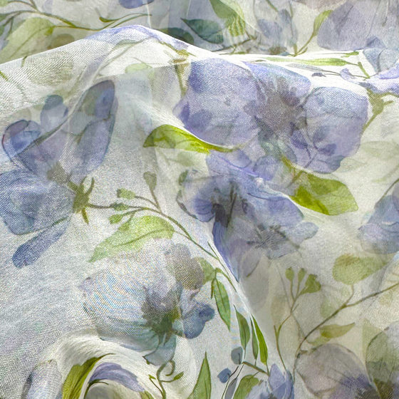 New organza printed shirt dress clothing fabric breathable mesh material factory direct in stock supply