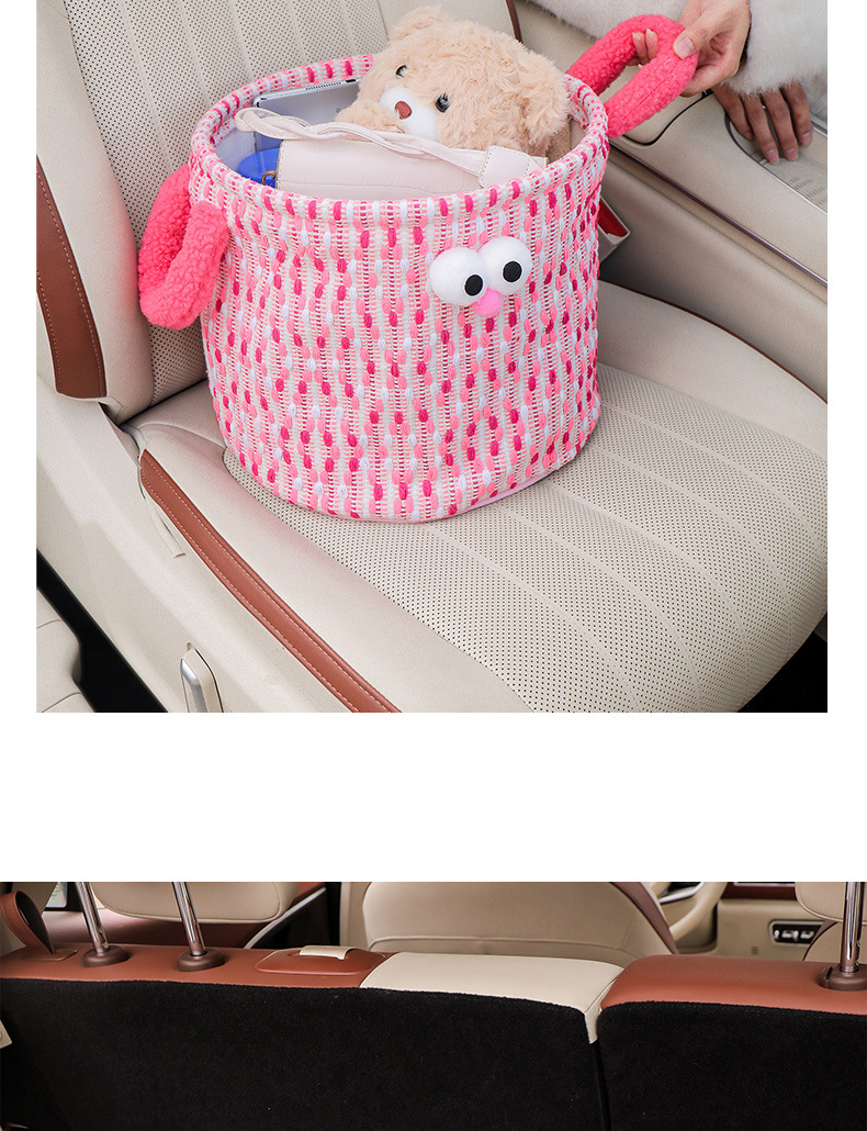 Car Storage Bin for the Passenger Seat, Snack Storage, Decorative Cartoon Folding Organizer, Car Trunk Storage Box