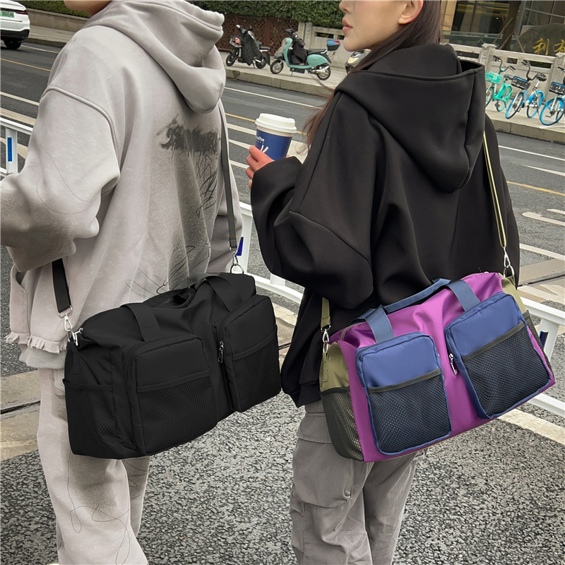 Bolso de viaje de gran capacidad para viajes de corta distancia bolso de gimnasio de almacenamiento de color de contraste de moda bolso de hombro diagonal multifuncional marea
