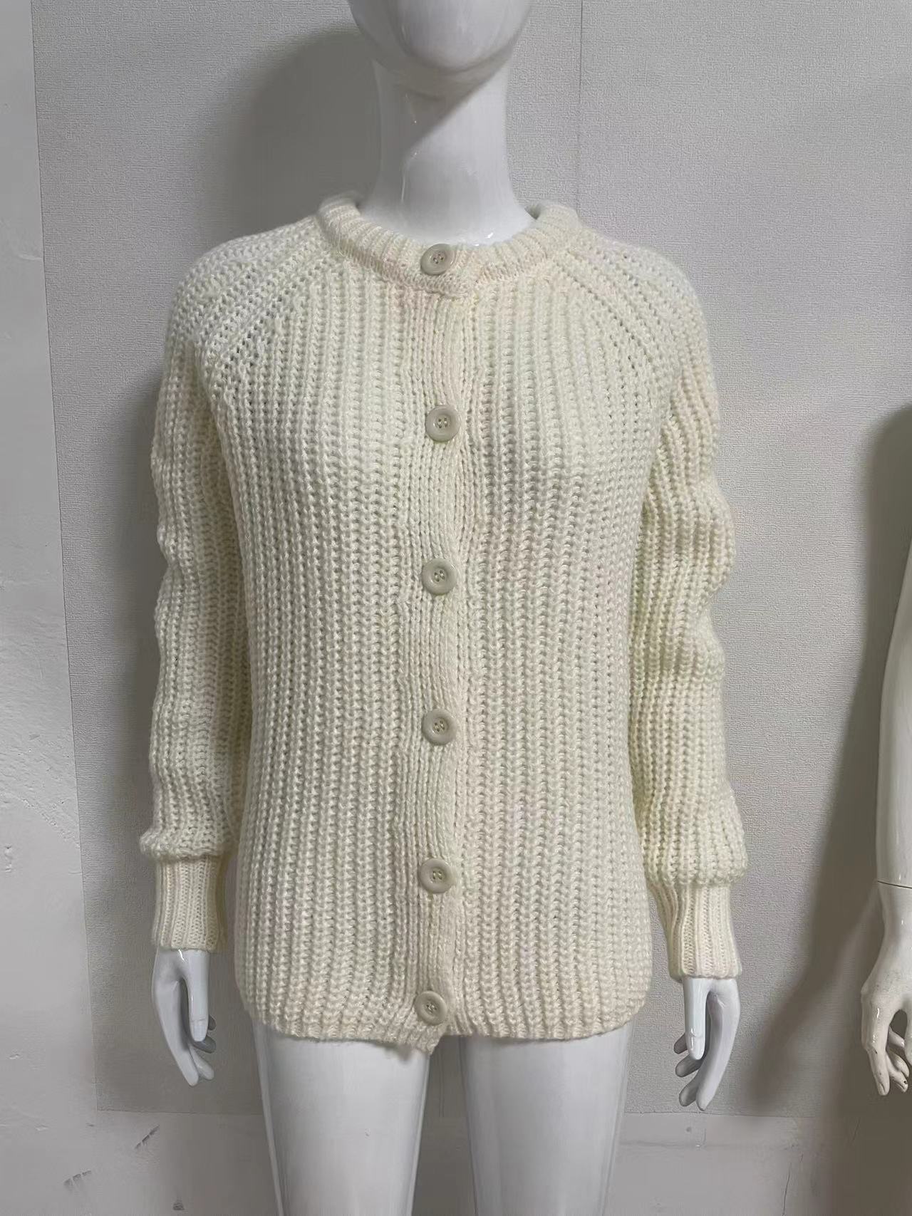 Single Breasted Placket Type Wholesale Women's Casual Solid Color Long Sleeve Sweaters & Cardigans