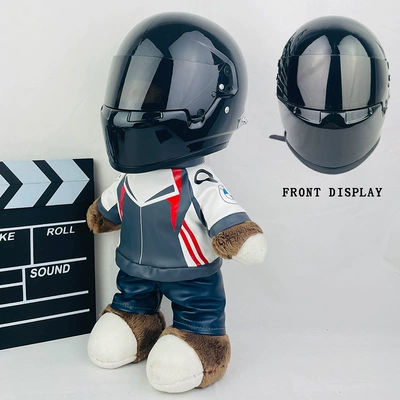 Plush Doll – Motosiklet dəbilqələri - 28cm-flower-leather-f1-bright-black-new-helmet-type-anti-collision-layer