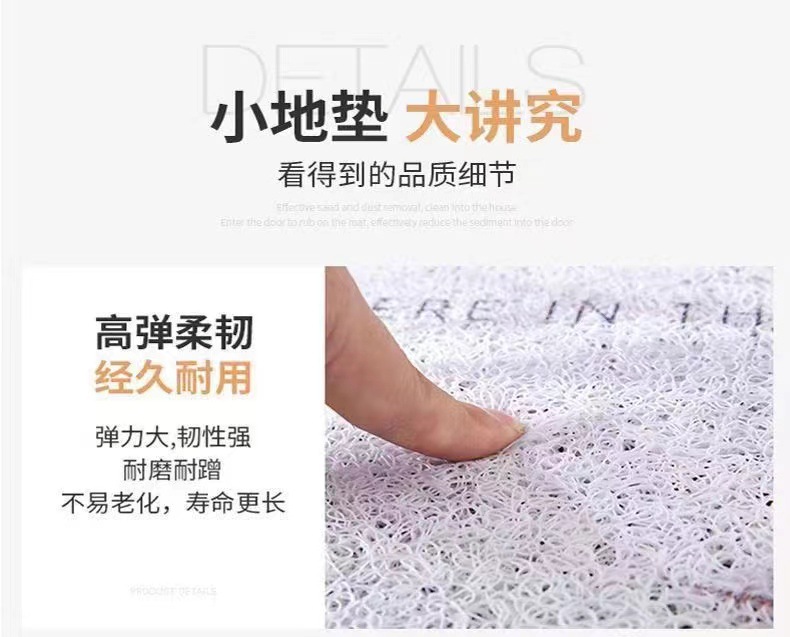 Entrance Floor Mat Cartoon Line Puppy Entrance Wear-resistant Non-slip Foot Mat Entrance Mud Scraping Silk Ring Carpet