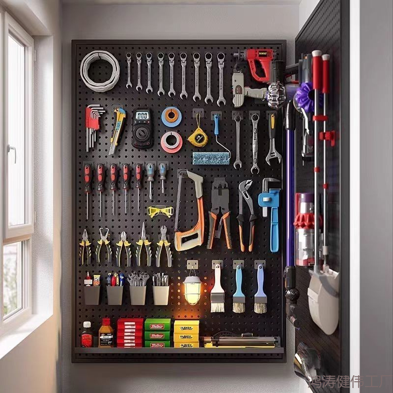 带边框洞洞板五金工具展示架多孔挂板手机配件饰品架上墙货架