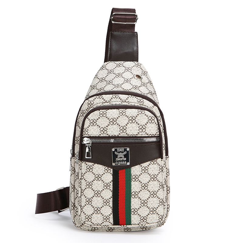 Bolso de pecho de negocios de ocio transfronterizo de tendencia de hombre impresión PU simple bolso de hombro anti-dropper viaje mochila portátil