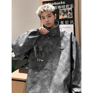 Metal Airplane Buckle Leather Jacket Men's 2025 Spring New Arrival Shuai Trendy Brand American Style Retro Loose Leather Jacket