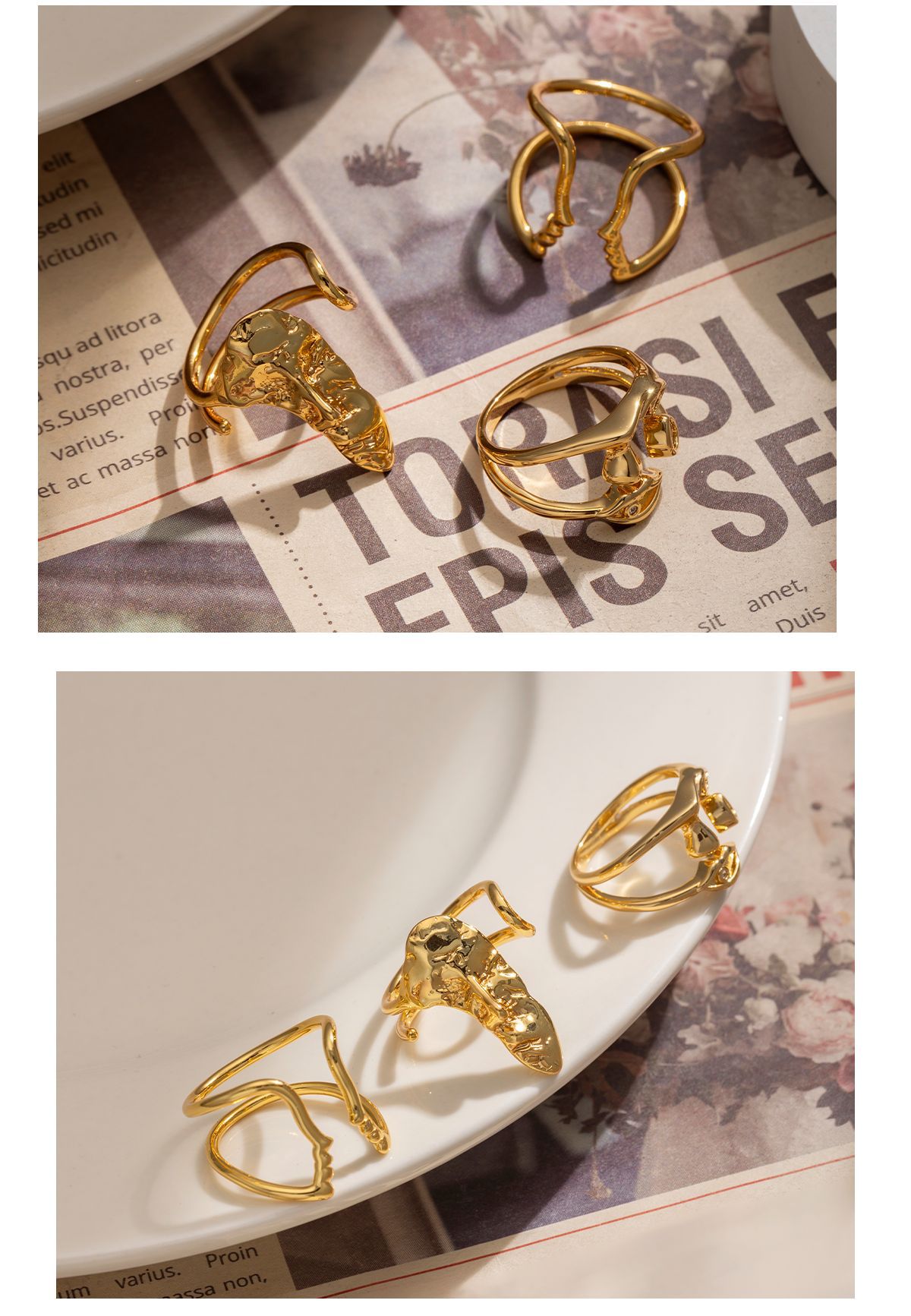 Wholesale Jewelry Elegant Retro Geometric Copper Plating Rings display picture 1