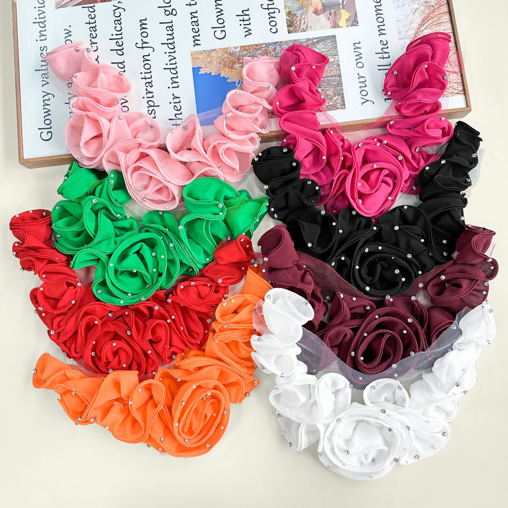 Flores transfronterizas supergranas auriculares estereoscópicas flores estereoscópicas accesorios de flores grandes vestidos de boda material de traje de baile