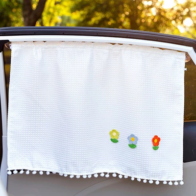 insulation sunshade children's cartoon suction | Car curtains - green-blue-red-flower-curtain