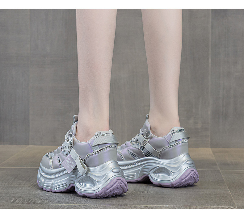 Giày sneaker chunky nữ đế dày độn cao bên trong phong cách thời trang mạng mới hè 2026 — M2831 màu tím, M2831 bạc, M 2831m màu chi tiết 11