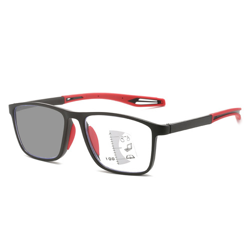 Intelligent zoom far and near dual-use sports non-slip anti-blue light reading glasses flat mirror color-changing multi-focus reading glasses
