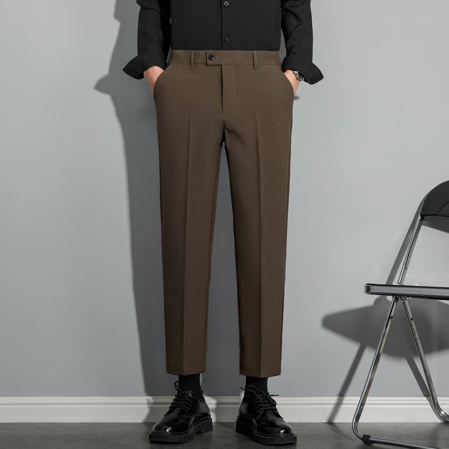 Woolen Pants Autumn and Winter Thickened Men's New Arrival Cropped Casual Pants Business Pants Slim-fit Straight Pants Trousers