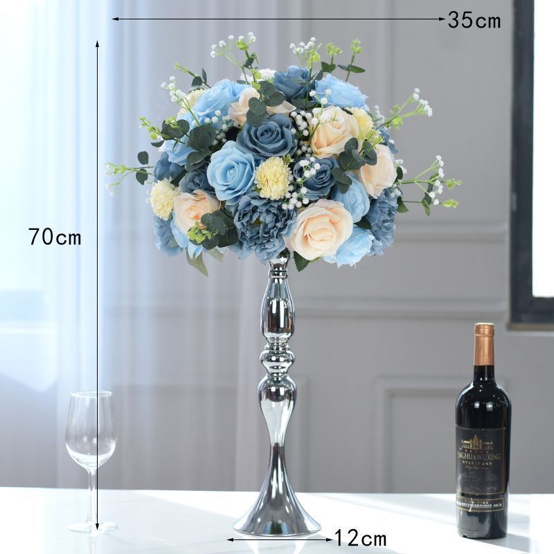 헤이즈 블루 실버 꽃 그릇