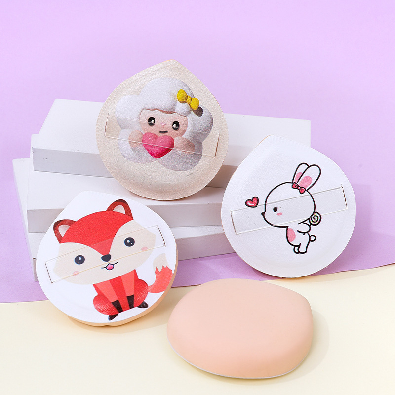 Animación personalizada 100 puntos de polvo de almohadilla de algodón super suave no comer polvo seco y húmedo de doble uso huevo maquillaje esponja maquillaje