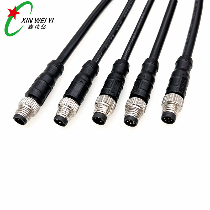 M8 Waterproof Connector A/B Coding 2P3P4P5P6P8P Industrial Sensor Male and Female Aviation Plug