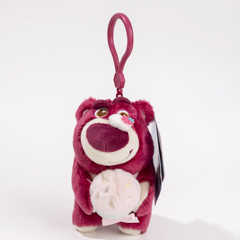 Genuine Disney autorizó la nueva muñeca de peluche Strawberry Bear Pooh Stitch juguete colgante de tres ojos