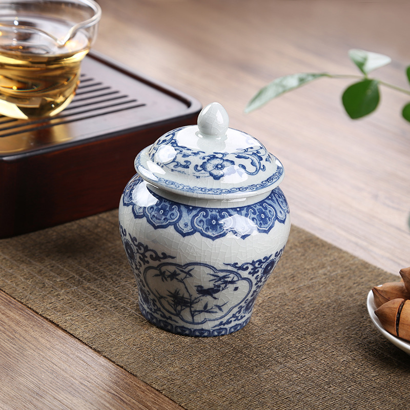 La lata de té de barro de cerámica vieja, hoja abierta, latas de sello de porcelana, latas generales domésticas, latas de almacenamiento de té de cerámica a prueba de humedad al por mayor
