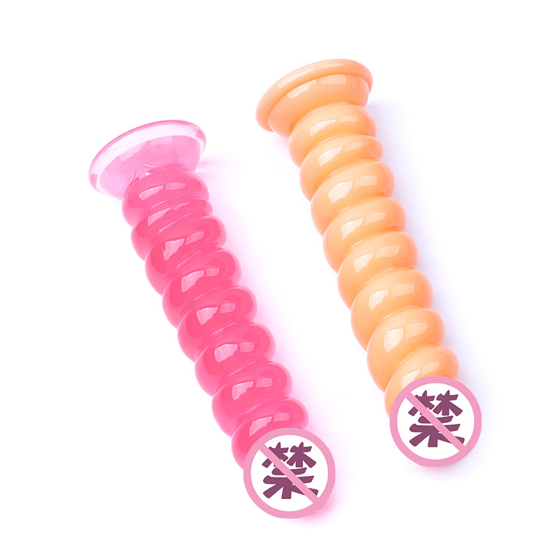 Threaded Spiral Dildo 19 cm TPE Stallion-Style Anal Toy, Flesh Tone — detail image 6