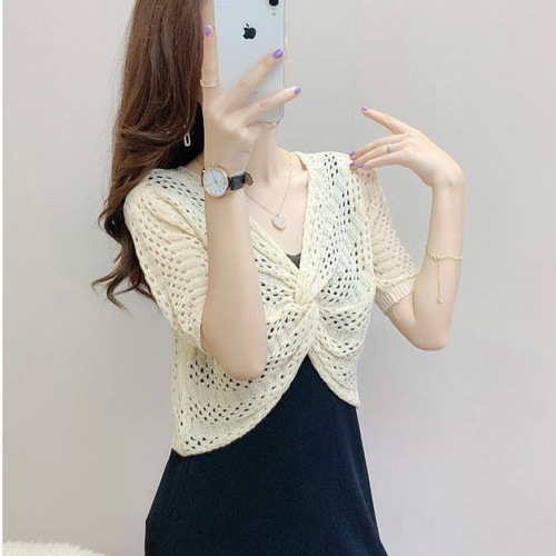 Women's 2025 Ice Silk Cardigan Suncoat with Shoulder Cover, Short Sleeve, Summer Casual Open Jacket with Strap